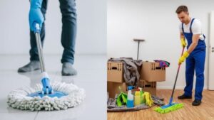 split layout of image of deep clean and move-out cleaning